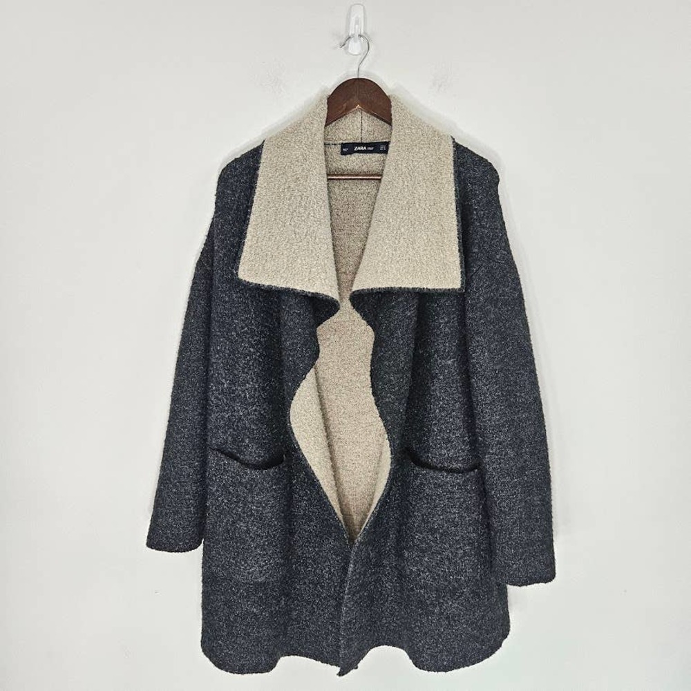 Zara Knit Women's Open Front Shawl Jacket Oversized Front Pockets Size S - Picture 1 of 14